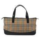 BURBERRY Nova Check Hand Bag Canvas Brown Gold Auth mr2045-3