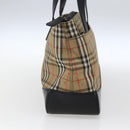 BURBERRY Nova Check Hand Bag Canvas Brown Gold Auth mr2045-4