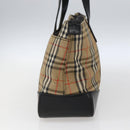 BURBERRY Nova Check Hand Bag Canvas Brown Gold Auth mr2045-5