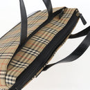 BURBERRY Nova Check Hand Bag Canvas Brown Gold Auth mr2045-6