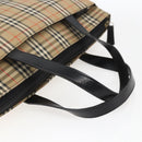BURBERRY Nova Check Hand Bag Canvas Brown Gold Auth mr2045-7