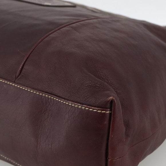 GUCCI Shoulder Bag Leather Bordeaux Silver 189678 Auth mr2047