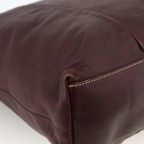 GUCCI Shoulder Bag Leather Bordeaux Silver 189678 Auth mr2047