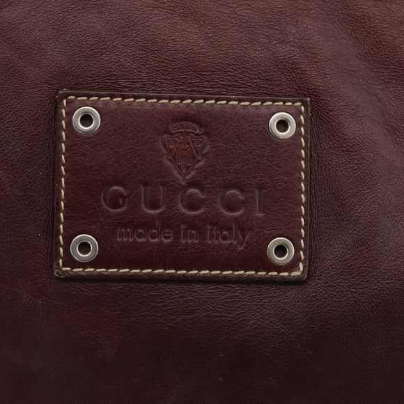 GUCCI Shoulder Bag Leather Bordeaux Silver 189678 Auth mr2047