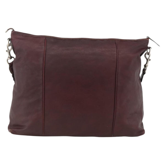 GUCCI Shoulder Bag Leather Bordeaux Silver 189678 Auth mr2047