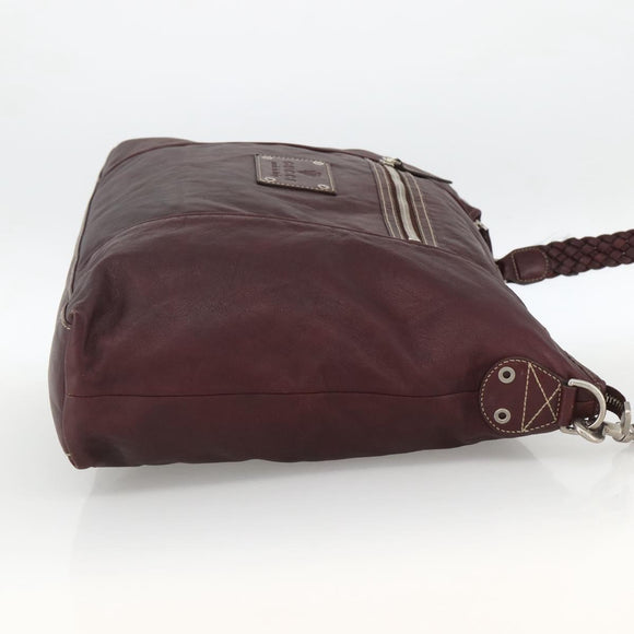 GUCCI Shoulder Bag Leather Bordeaux Silver 189678 Auth mr2047