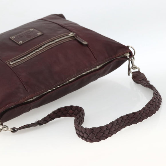 GUCCI Shoulder Bag Leather Bordeaux Silver 189678 Auth mr2047