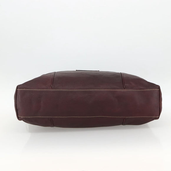 GUCCI Shoulder Bag Leather Bordeaux Silver 189678 Auth mr2047