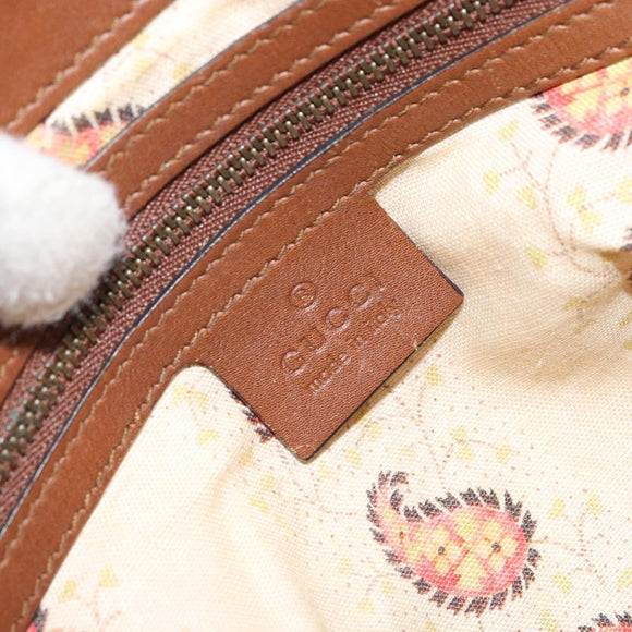GUCCI Shoulder Bag Leather Brown Gold 409154 Auth mr2049