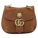 GUCCI Shoulder Bag Leather Brown Gold 409154 Auth mr2049-2