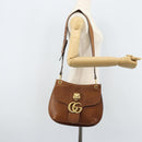 GUCCI Shoulder Bag Leather Brown Gold 409154 Auth mr2049-25