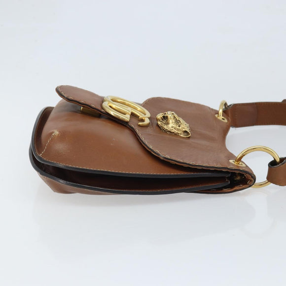 GUCCI Shoulder Bag Leather Brown Gold 409154 Auth mr2049