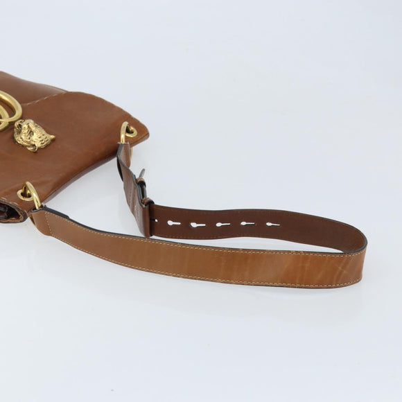 GUCCI Shoulder Bag Leather Brown Gold 409154 Auth mr2049