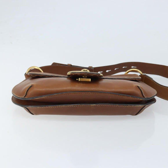 GUCCI Shoulder Bag Leather Brown Gold 409154 Auth mr2049