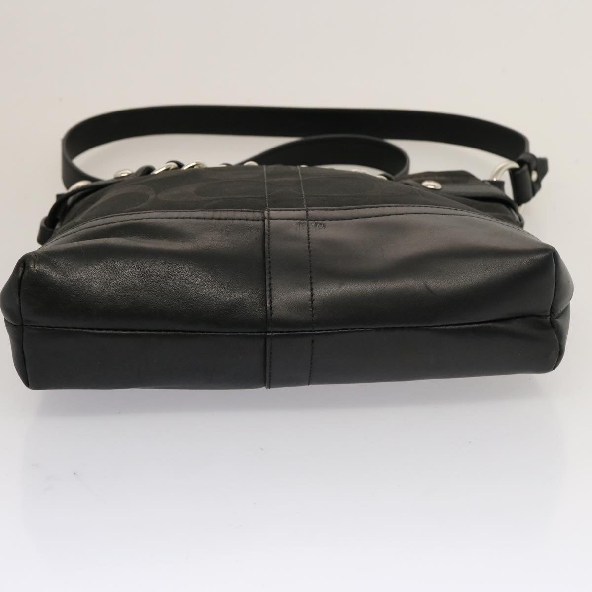 Coach Signature Shoulder Bag Canvas 2Set Beige Black Auth mr205