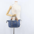 PRADA Hand Bag Nylon Blue Silver Auth mr2051-24