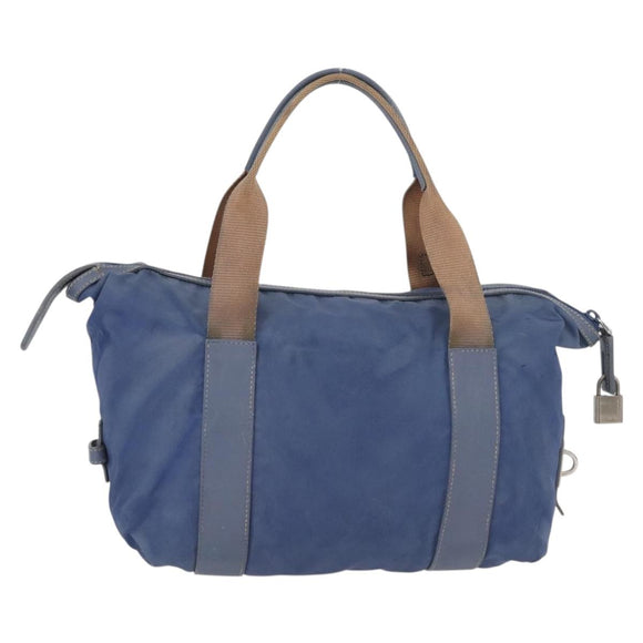 PRADA Hand Bag Nylon Blue Silver Auth mr2051