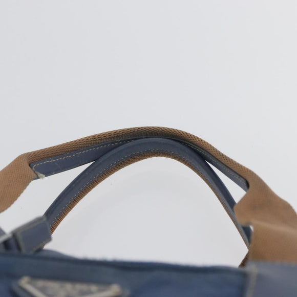 PRADA Hand Bag Nylon Blue Silver Auth mr2051