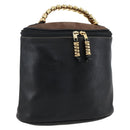 LOEWE Vanity Velazquez Hand Bag Leather Black Gold Auth mr2053-1