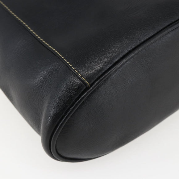 LOEWE Vanity Velazquez Hand Bag Leather Black Gold Auth mr2053