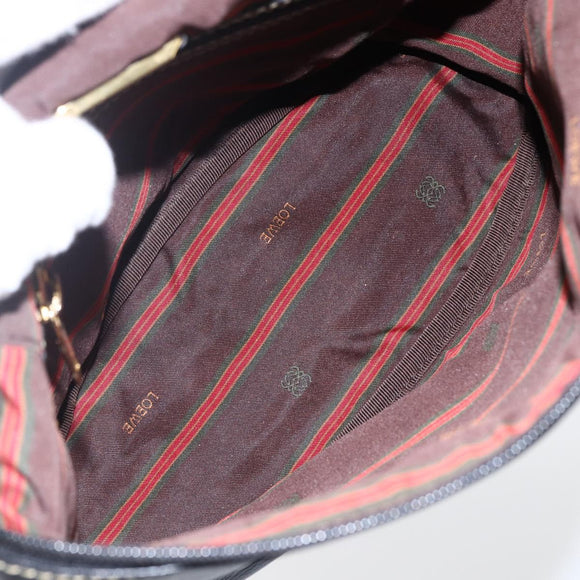 LOEWE Vanity Velazquez Hand Bag Leather Black Gold Auth mr2053