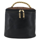 LOEWE Vanity Velazquez Hand Bag Leather Black Gold Auth mr2053-2