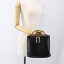 LOEWE Vanity Velazquez Hand Bag Leather Black Gold Auth mr2053-21
