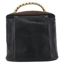 LOEWE Vanity Velazquez Hand Bag Leather Black Gold Auth mr2053-3