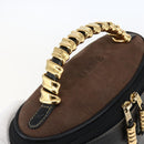 LOEWE Vanity Velazquez Hand Bag Leather Black Gold Auth mr2053-6