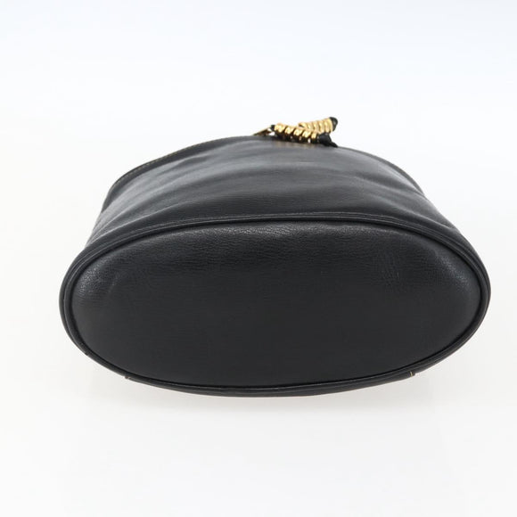 LOEWE Vanity Velazquez Hand Bag Leather Black Gold Auth mr2053