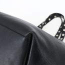 CELINE Studs Hand Bag Leather Black Silver Auth mr2054-9