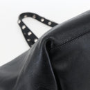 CELINE Studs Hand Bag Leather Black Silver Auth mr2054-14