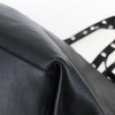 CELINE Studs Hand Bag Leather Black Silver Auth mr2054-15