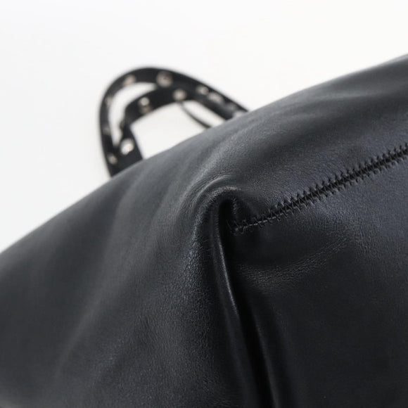 CELINE Studs Hand Bag Leather Black Silver Auth mr2054