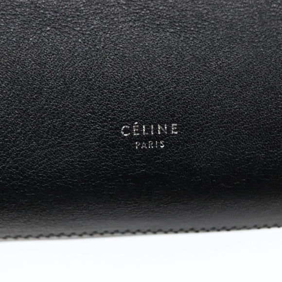 CELINE Studs Hand Bag Leather Black Silver Auth mr2054