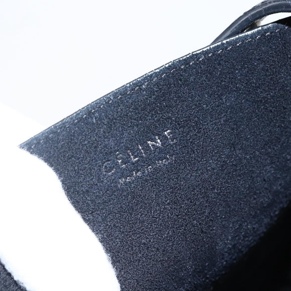 CELINE Studs Hand Bag Leather Black Silver Auth mr2054