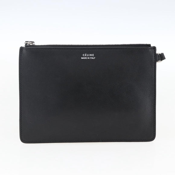 CELINE Studs Hand Bag Leather Black Silver Auth mr2054