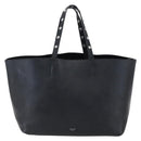 CELINE Studs Hand Bag Leather Black Silver Auth mr2054-13