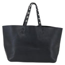 CELINE Studs Hand Bag Leather Black Silver Auth mr2054-2