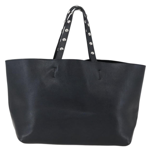CELINE Studs Hand Bag Leather Black Silver Auth mr2054