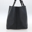 CELINE Studs Hand Bag Leather Black Silver Auth mr2054-3