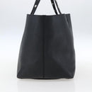 CELINE Studs Hand Bag Leather Black Silver Auth mr2054-4