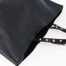 CELINE Studs Hand Bag Leather Black Silver Auth mr2054-6
