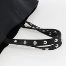CELINE Studs Hand Bag Leather Black Silver Auth mr2054-7