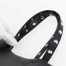 CELINE Studs Hand Bag Leather Black Silver Auth mr2054-8