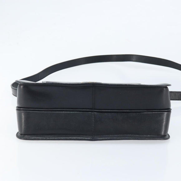 CELINE Hand Bag Leather 2way Black Gold Auth mr2055
