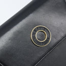 CELINE Hand Bag Leather 2way Black Gold Auth mr2055-20