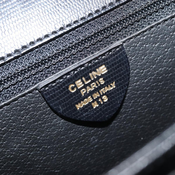 CELINE Hand Bag Leather 2way Black Gold Auth mr2055