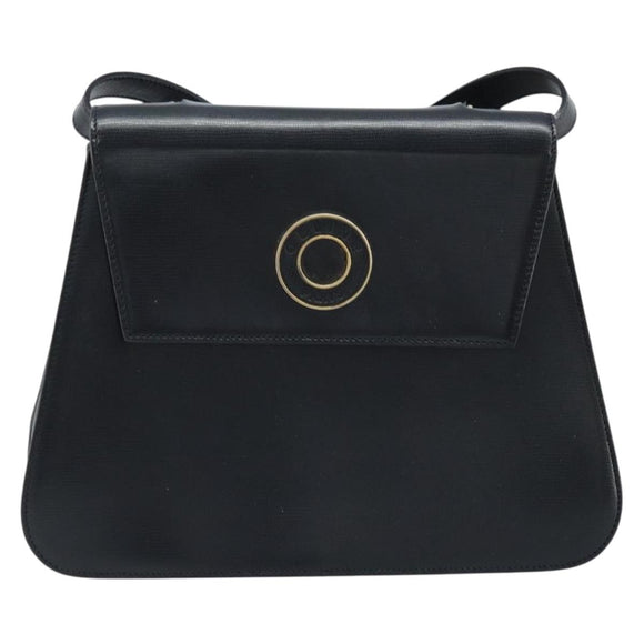 CELINE Hand Bag Leather 2way Black Gold Auth mr2055