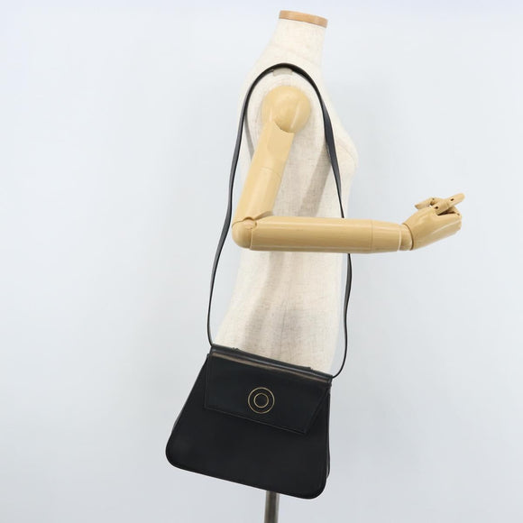 CELINE Hand Bag Leather 2way Black Gold Auth mr2055